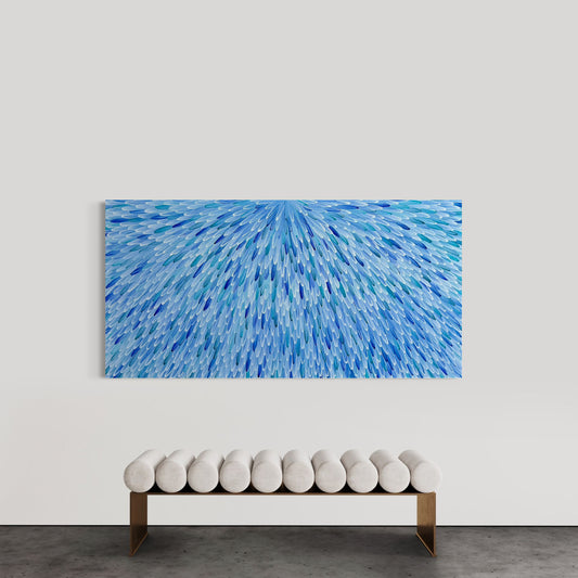 RAYMOND WALTERS PENANGKE - Emu Feathers 100x200cm (blue)