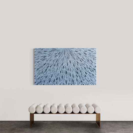 RAYMOND WALTERS PENANGKE - Emu Feathers 90x150cm (black/white)