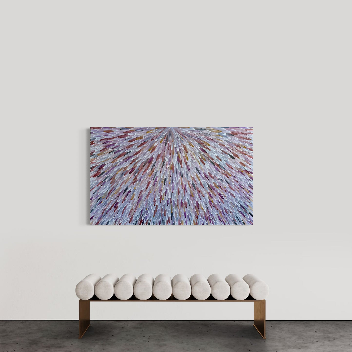 RAYMOND WALTERS PENANGKE - Emu Feathers 90x150cm (brown,ochre and mauve)