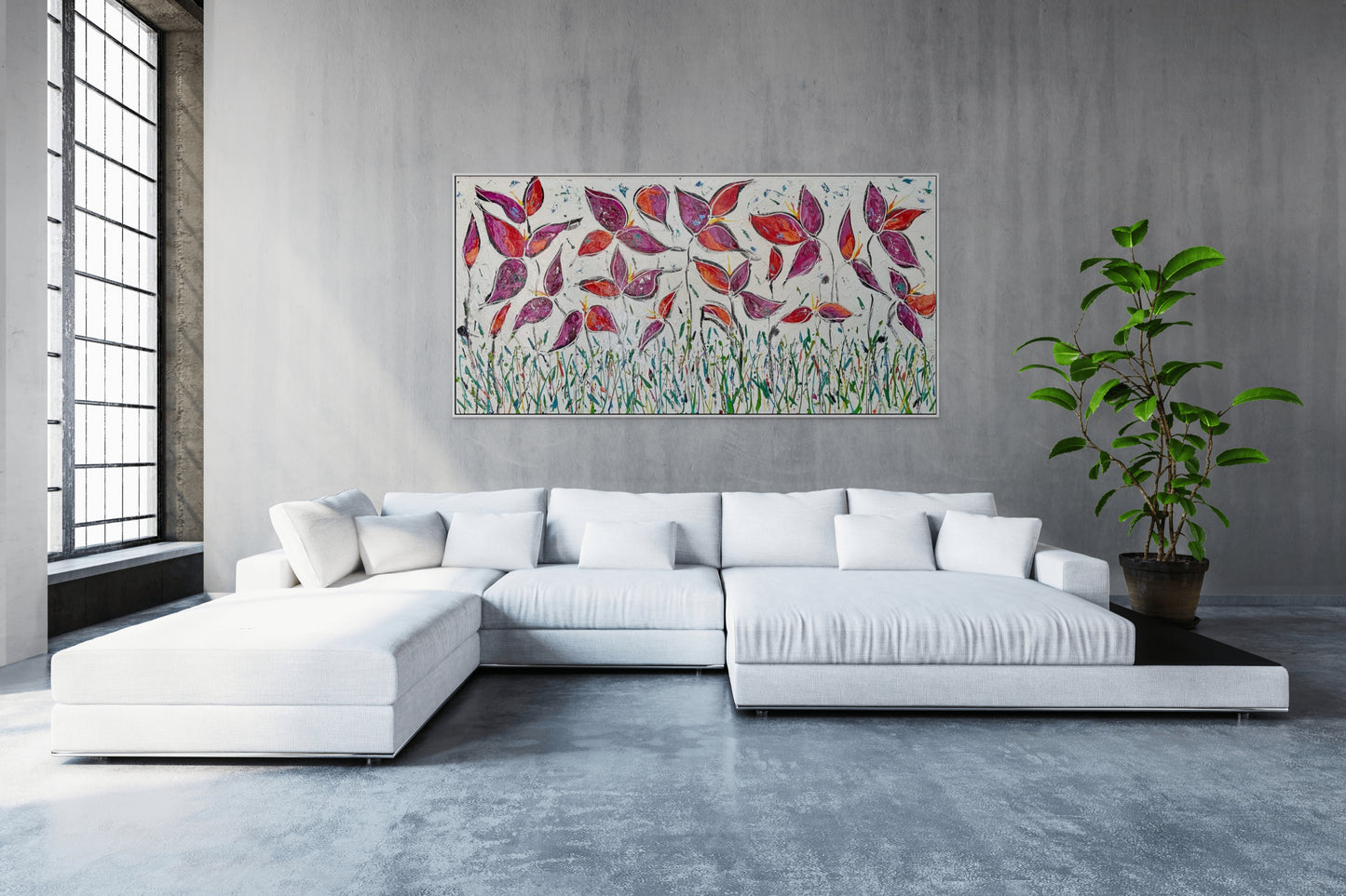 SOLD - My Colourful Summer Garden 120x240cm