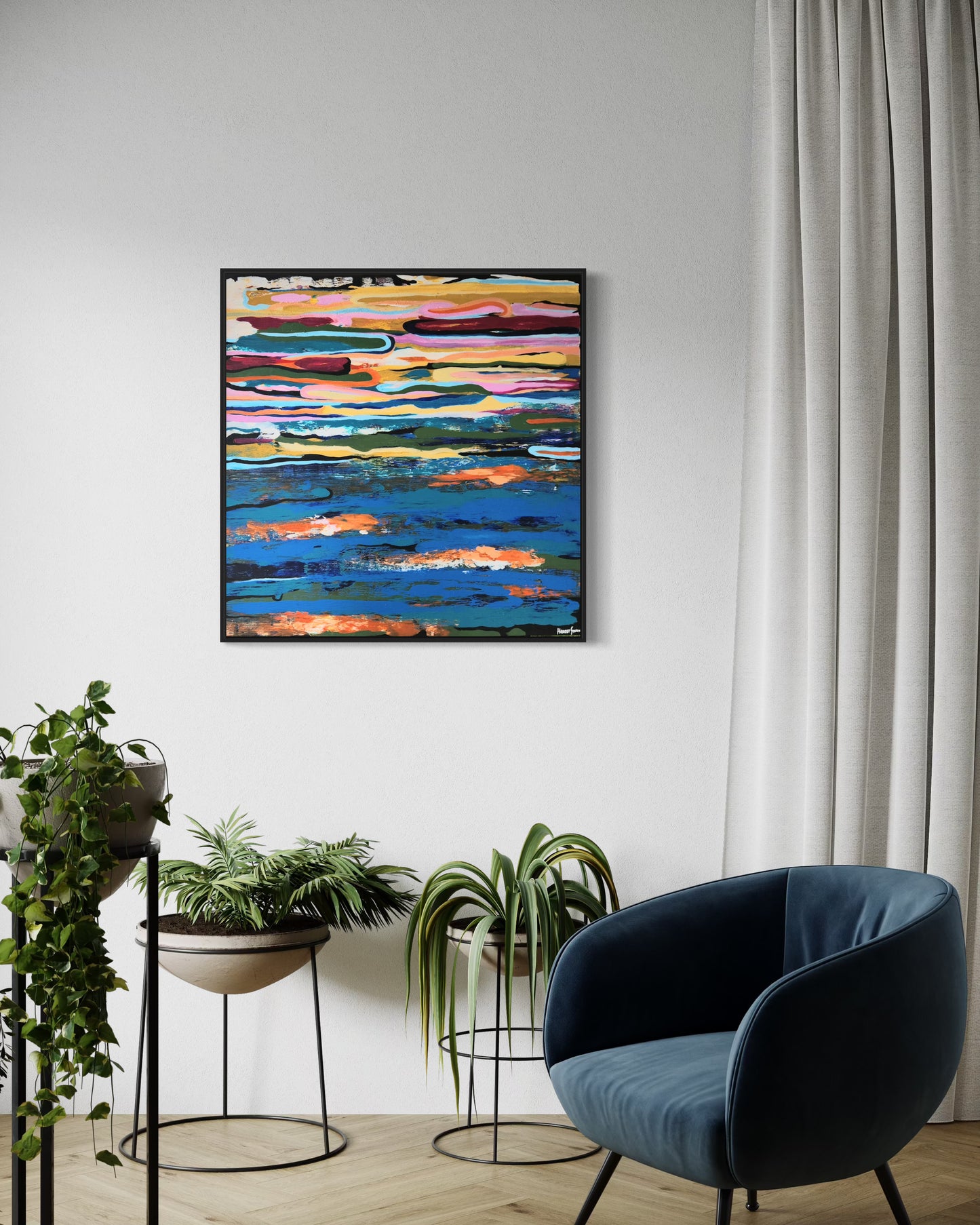 Oh Happy Waves I 91 x91cm