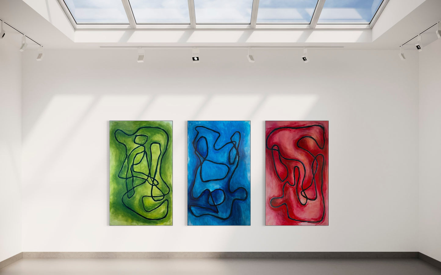 Falling into line - Green 200x120cm