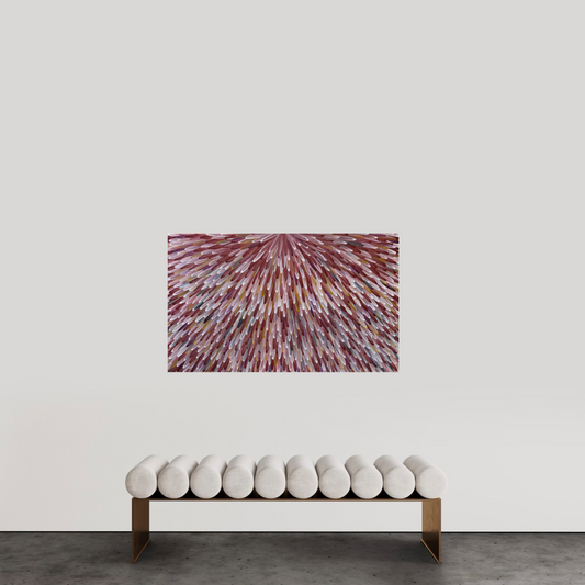 RAYMOND WALTERS PENANGKE - Emu Feathers 90x150cm (plum/ochre/white)