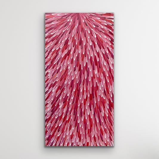 SOLD - RAYMOND WALTERS PENANGKE - Emu Feathers (crimson/magenta 120x60cm)