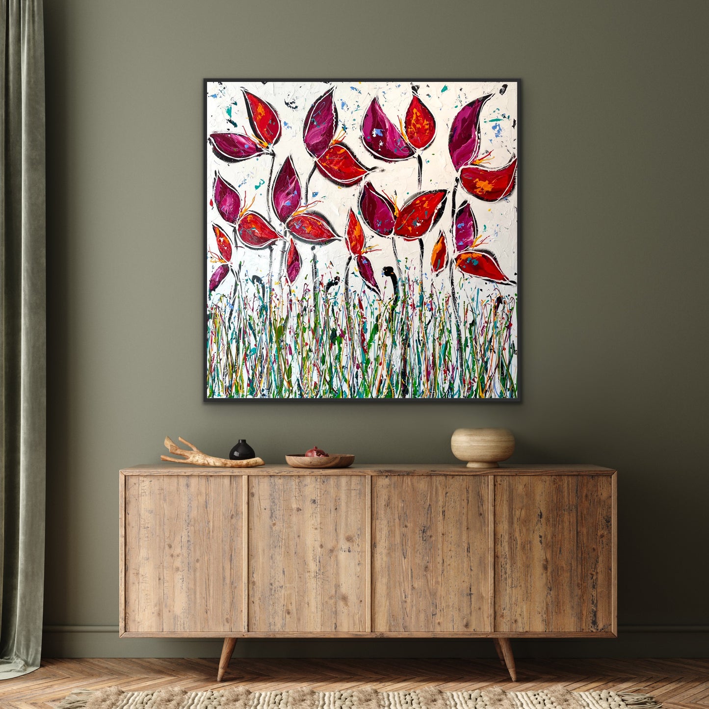 SOLD - My Colourful Spring Garden 160x160cm