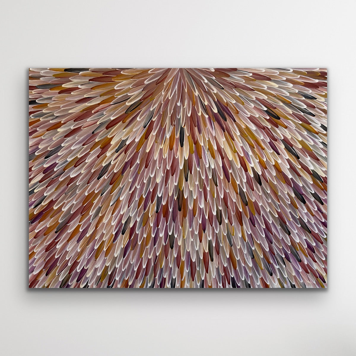 SOLD - RAYMOND WALTERS PENANGKE - Emu Feathers Mauve/Brown