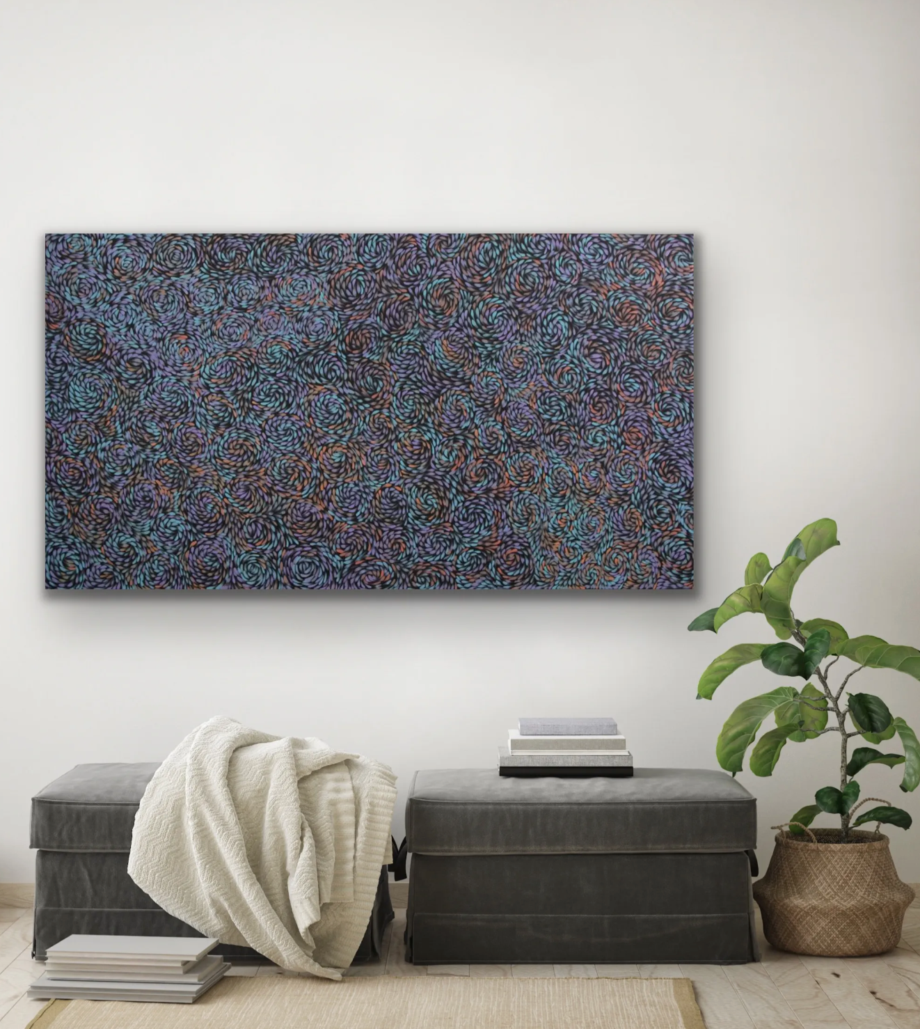 TANYA BIRD MBITJANA - Bush Leaves 110x200cm