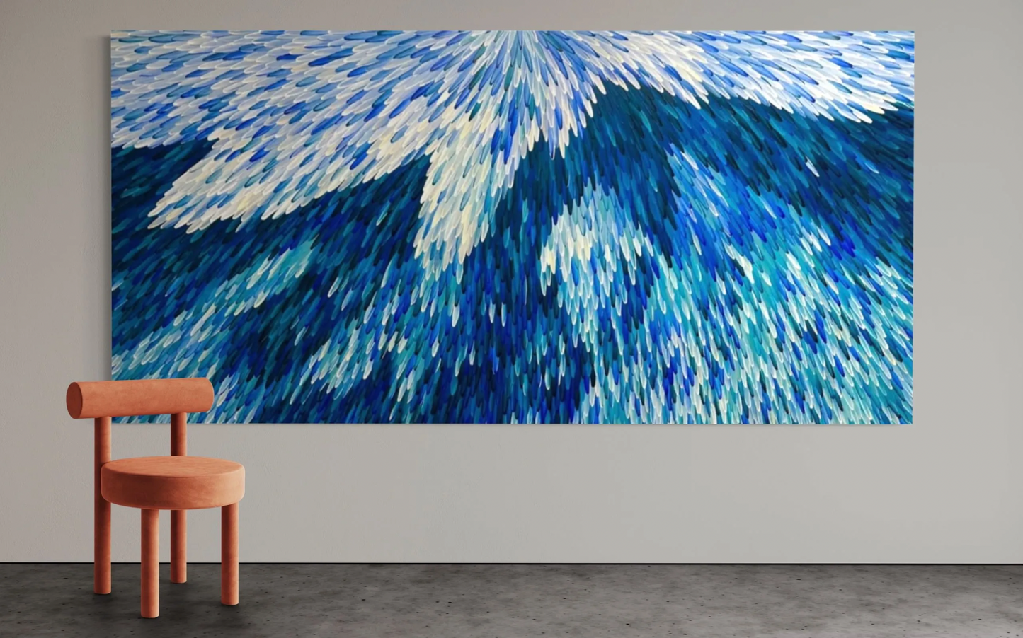 RAYMOND WALTERS PENANGKE - Emu Feathers 150x300cm (blue)