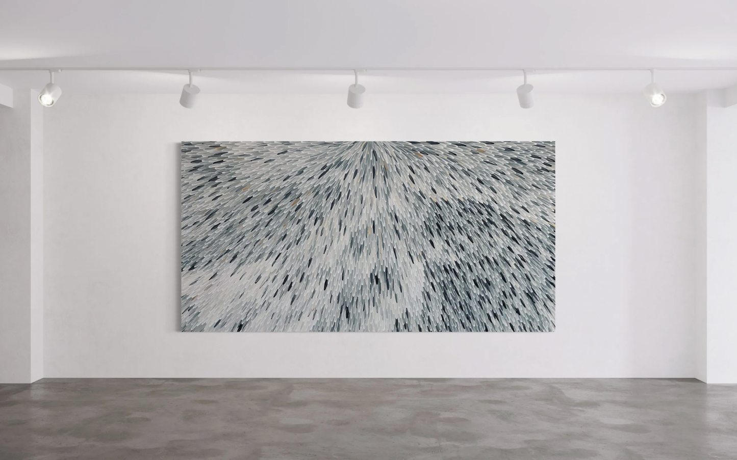 SOLD-RAYMOND WALTERS PENANGKE - Emu Feathers 153x300cm (black/white)