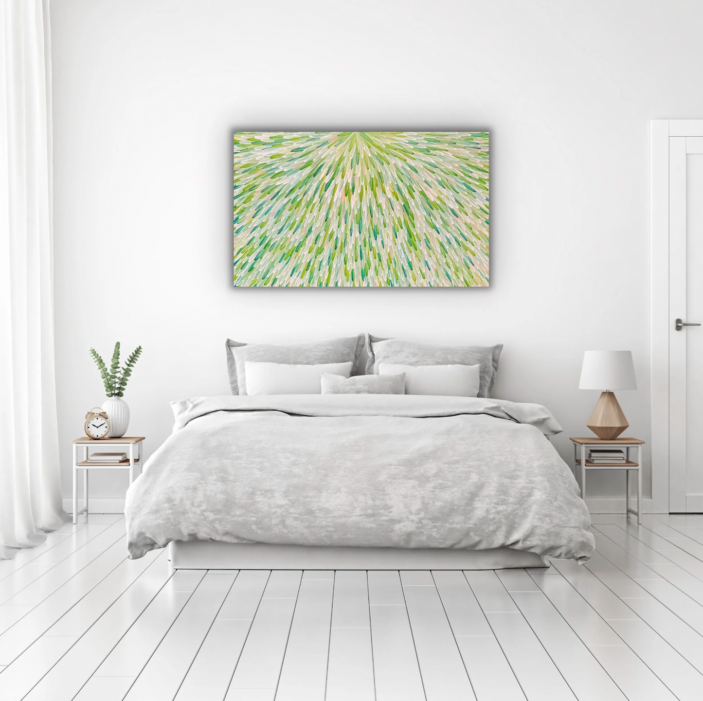 RAYMOND WALTERS PENANGKE - Emu Feathers 90x150cm (green)