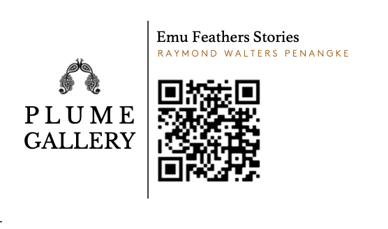 SOLD- RAYMOND WALTERS PENANGKE - Emu Feathers 90x150cm (black/white)