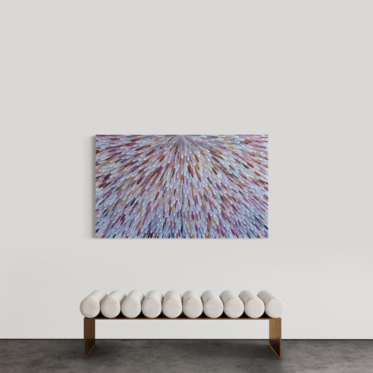RAYMOND WALTERS PENANGKE - Emu Feathers 90x150cm (brown,ochre and mauve)
