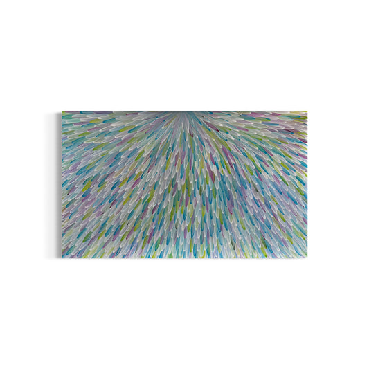 RAYMOND WALTERS PENANGKE -Emu Feathers 90x150cm(Aqua/Green/Mauve)
