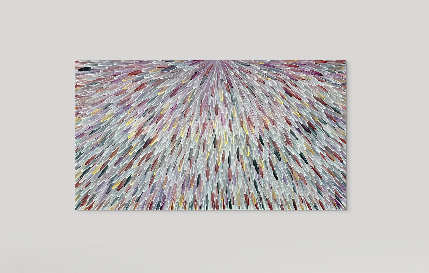 SOLD- RAYMOND WALTERS PENANGKE - Emu Feathers (Pearl/Mauve)) 100x180cm