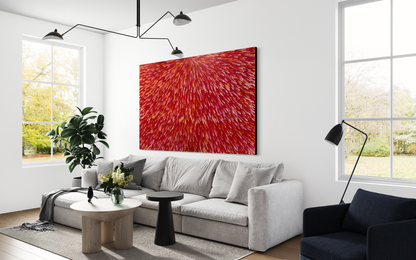 RAYMOND WALTERS PENANGKE - Emu Feathers 150x240 (red)