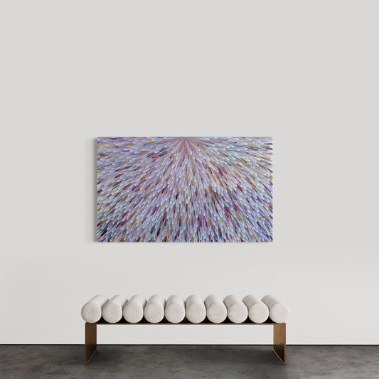 RAYMOND WALTERS PENANGKE - Emu Feathers 90x150cm (brown,ochre and mauve)