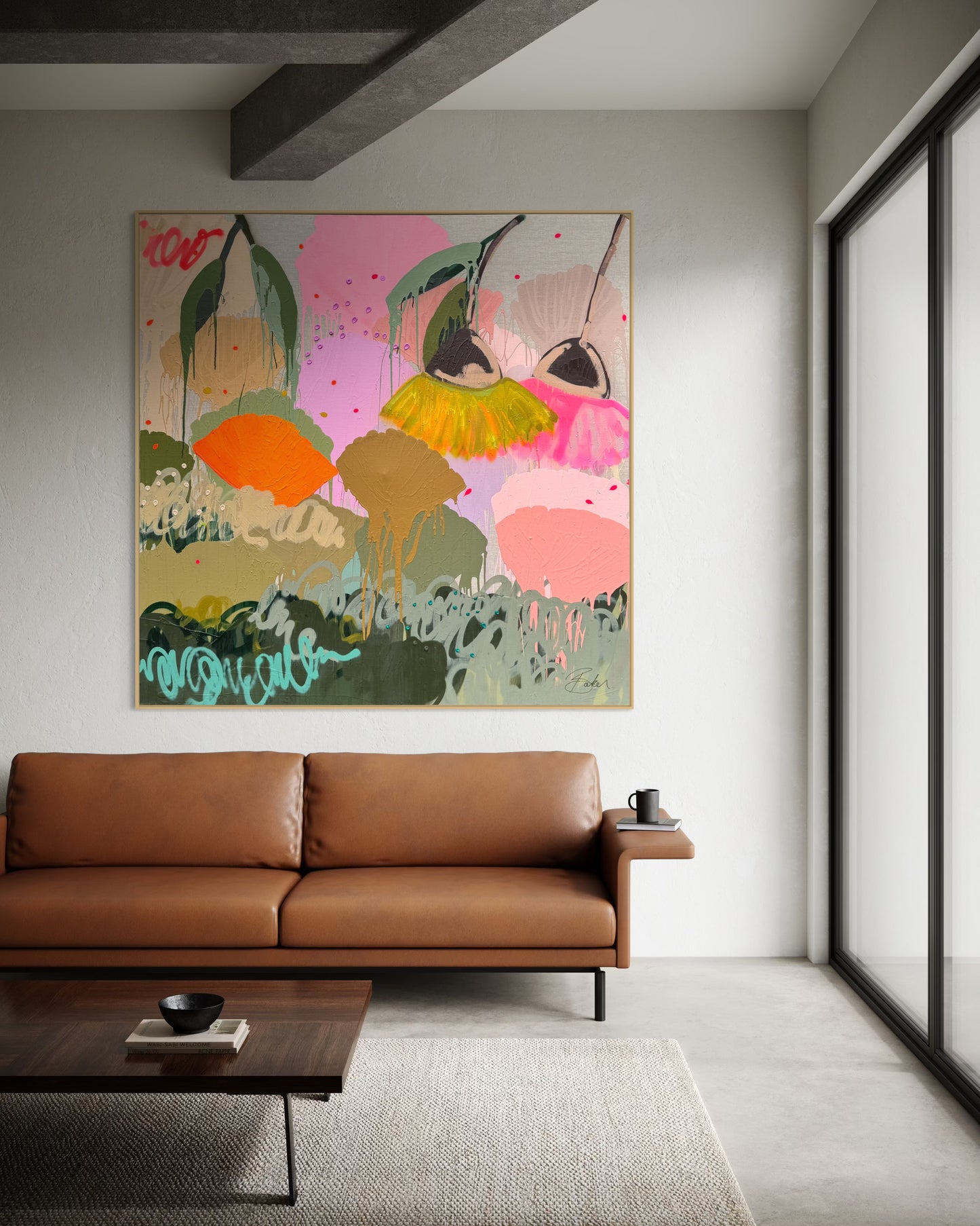 Walking with Flowers 173x173cm