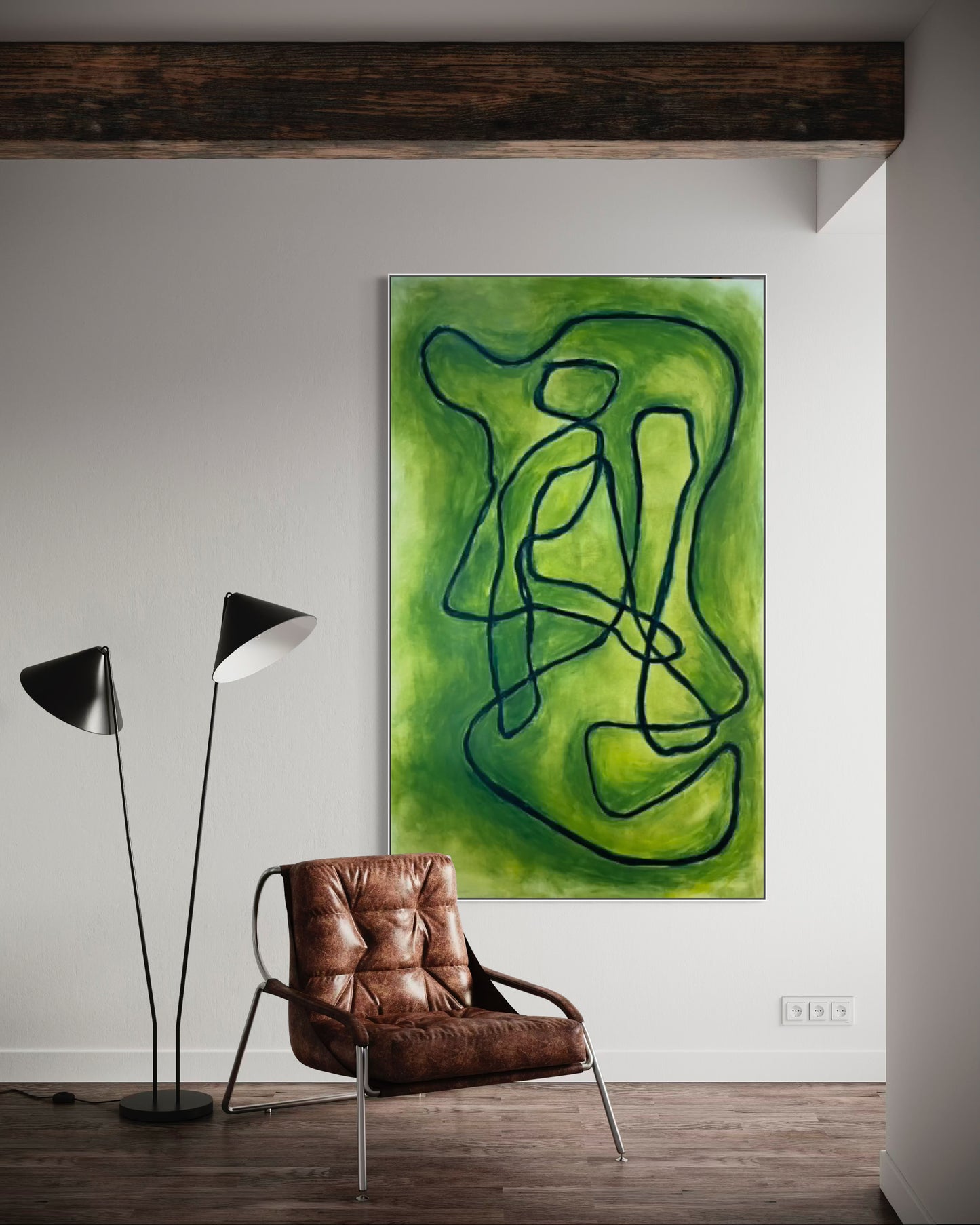 Falling into line - Green 200x120cm