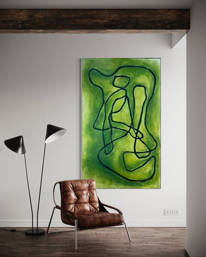 Falling into line - Green 200x120cm