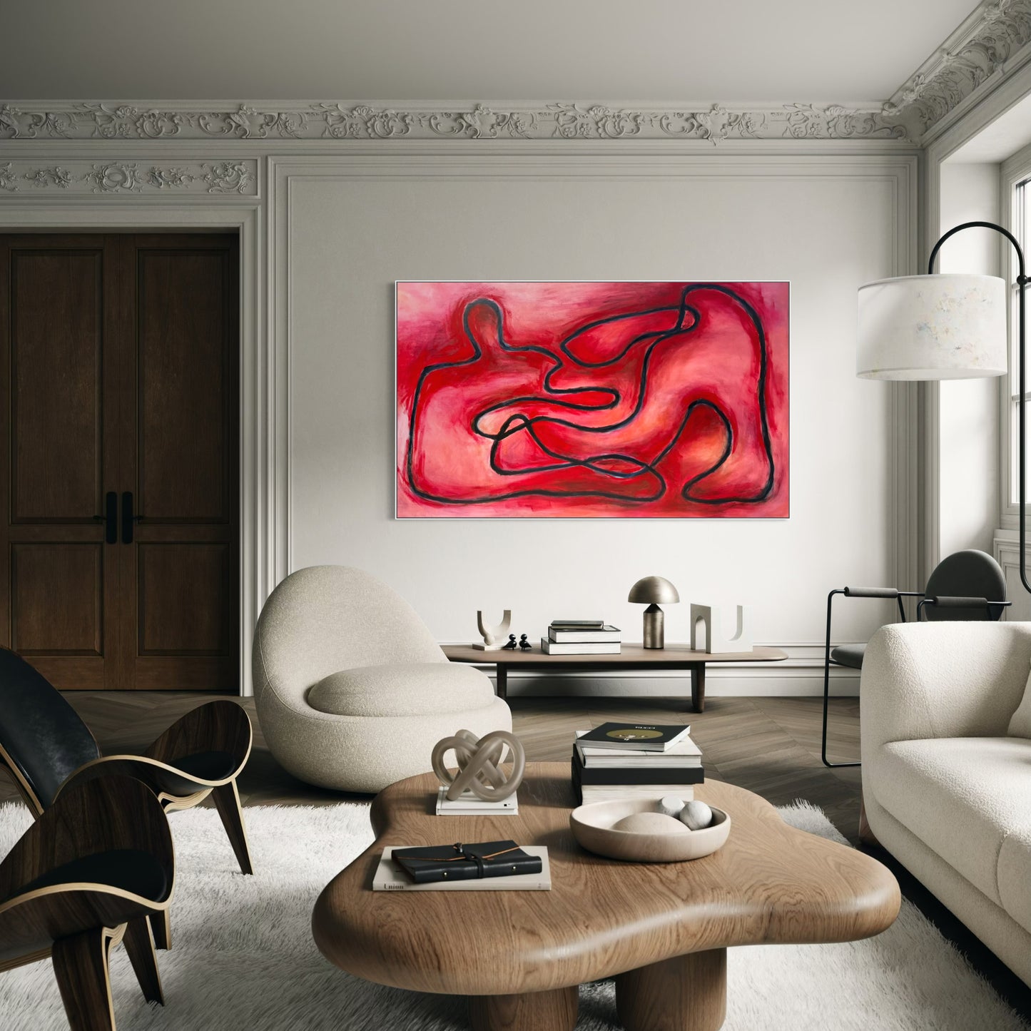 Falling into line - Red 120x200cm