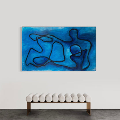 Falling into line - Blue 120x200cm