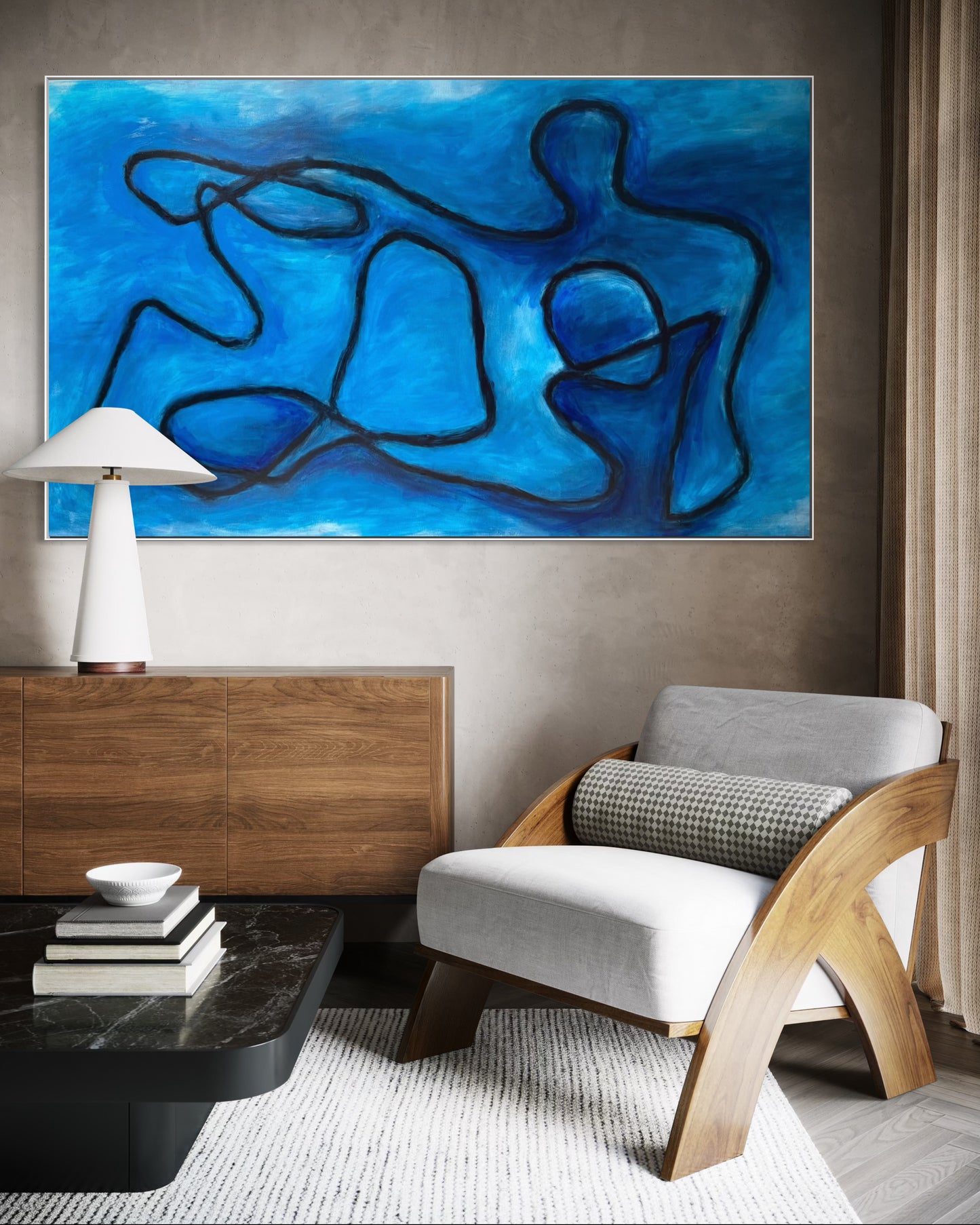 Falling into line - Blue 120x200cm