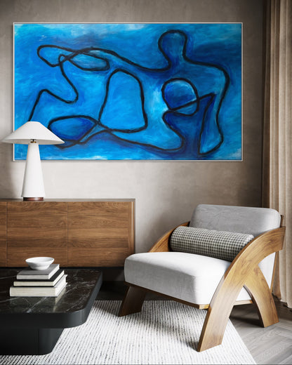 Falling into line - Blue 120x200cm