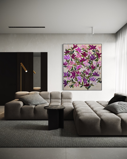 SOLD-Dads Garden in Spring 180x150cm