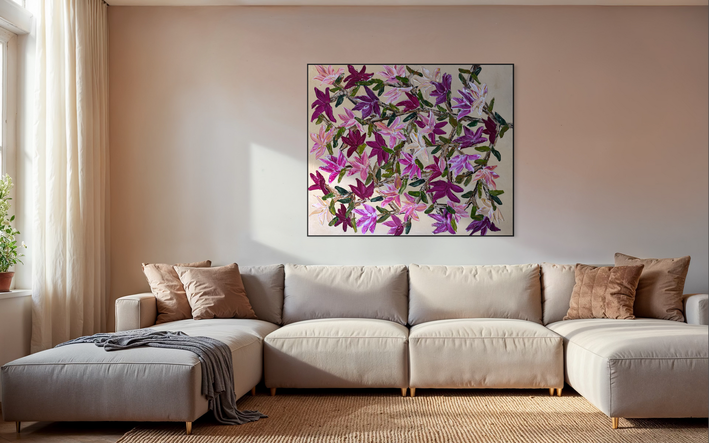 SOLD-Dads Garden in Spring 180x150cm