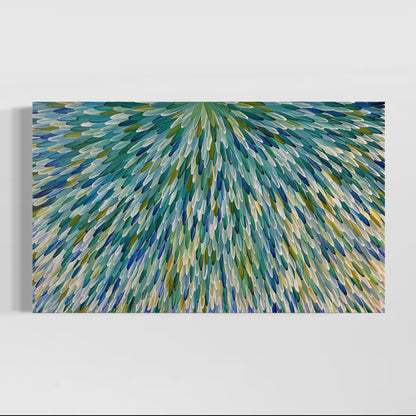 SOLD - RAYMOND WALTERS PENANGKE - Emu Feathers 94x155cm (blue/green)