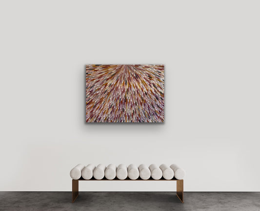 SOLD - RAYMOND WALTERS PENANGKE - Emu Feathers Mauve/Brown